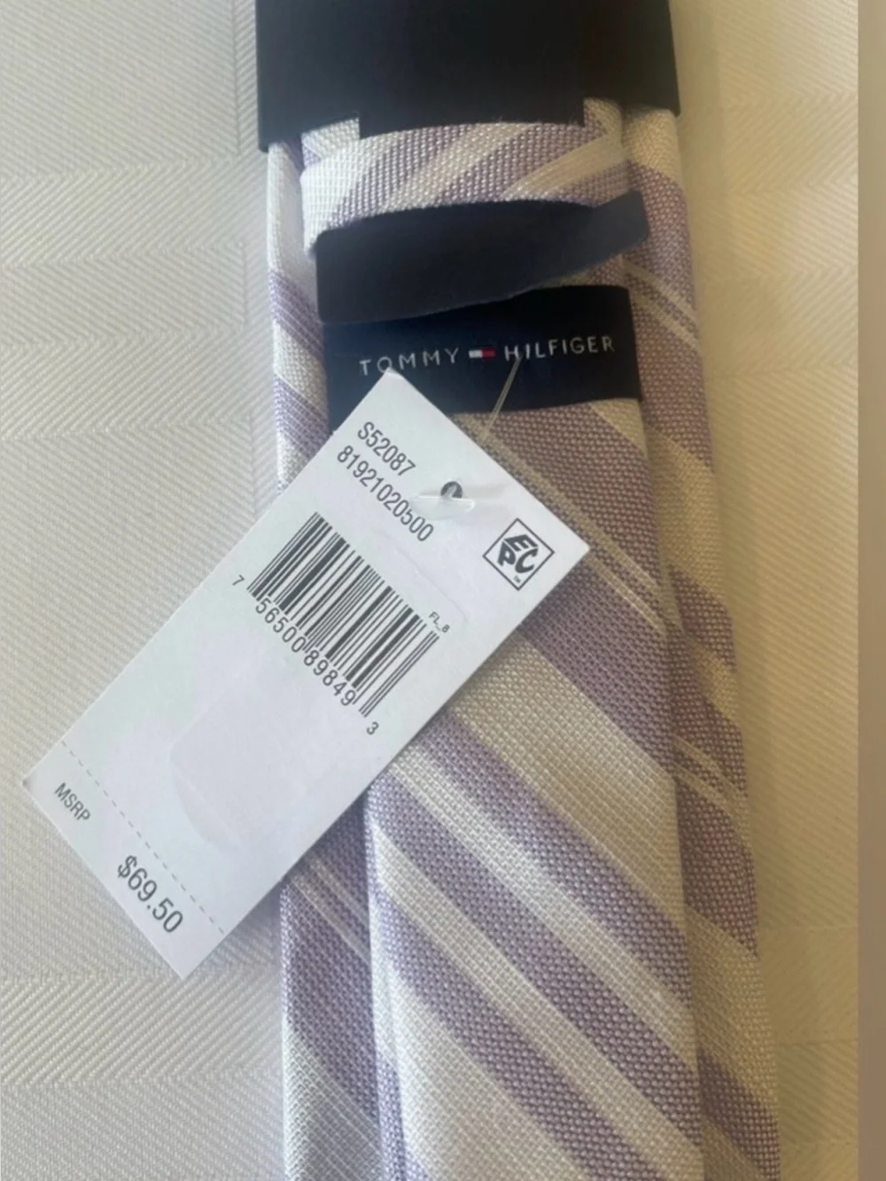 Tommy Hilfiger Men's Sullivan Multi-Stripe Tie Light Purple lilac White